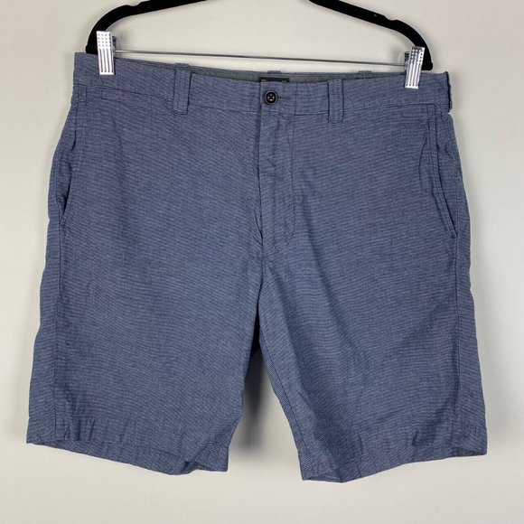 J. Crew Stanton Chino Shorts Baird McNutt Linen Blend Blue Size 35 / 9" Inseam - Picture 1 of 11